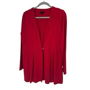 J Jill Wearever Red One-Button Closure Jersey Cardigan Wrap Med